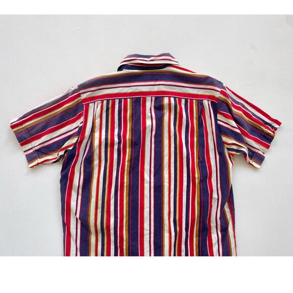 Vtg 50s 60s DON LOPER Striped Button Up Shirt / Sz L / Short Sleeve Retro READ - Picture 6 of 16